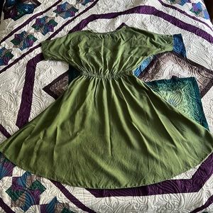 Curator SF spring pea green Etta dress in sustainable tencel. Made in USA!